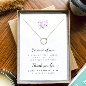 To my Badass Tribe, Meaningful Bestfriend necklace, Bride Tribe present, 925 Sterling Silver, Teammates jewelry, Gold ring pendant