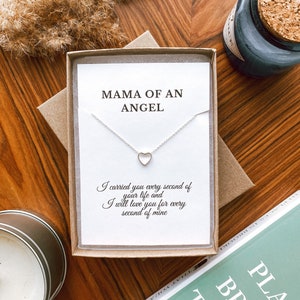 Miscarriage keepsake necklace, Angel baby present, Condolence gift mama  Mama to an Angel, Grieving gift mom,  925 Sterling silver heartbeat