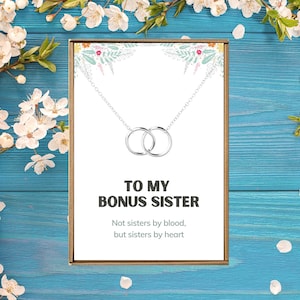 Unbiological sister necklace, Message card for besties, Bestfriend necklace gift, Soul sister jewelry, Bonus sister necklace, Bff jewelry