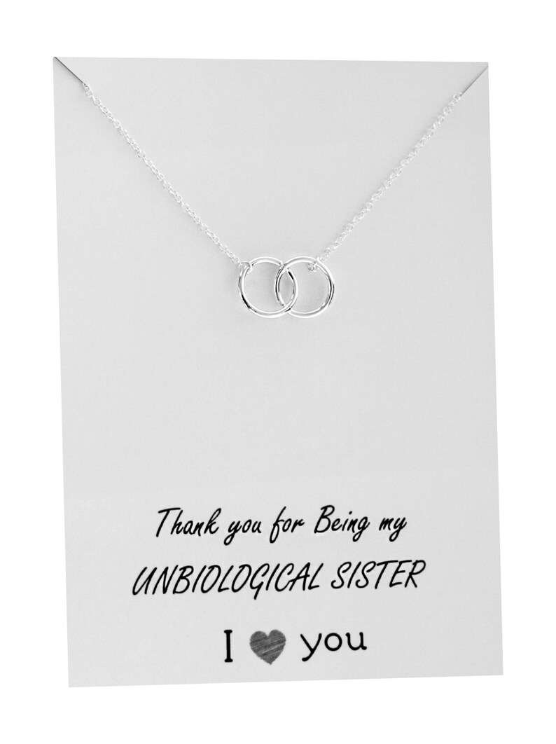 Friendship Necklace Infinity Beyond Pendant Gift card Family Friends Interlocking circles unbiological sister necklace