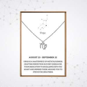 Silver Virgo necklace, Virgo birthday gifts for women, Zodiac pendant necklace, Horoscope symbol pendant, August birthday gifts for her