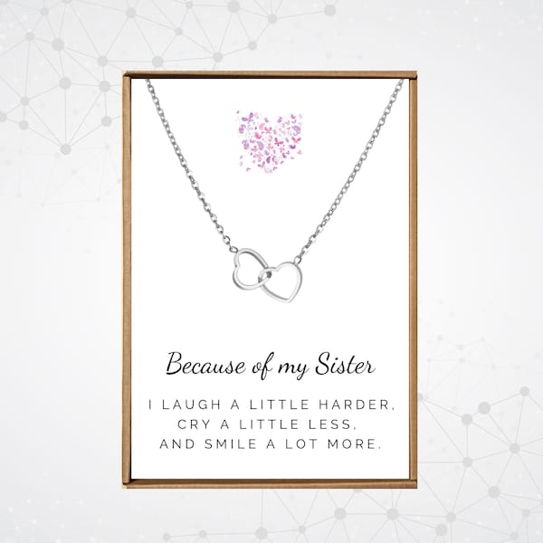 Sister birthday gift, Sorority necklace, Sister necklace, Big sis necklace, Sister in law, Silver hearts jewelry, Little sister present