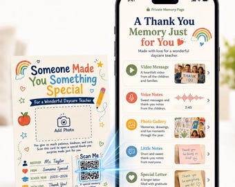 Tarjeta de agradecimiento personalizada con código QR para profesores, regalo con mensaje de vídeo para la clase, regalo de fin de curso para profesores, tarjeta de recuerdo para agradecer a los profesores.