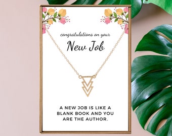 New job gift for her, Congratulations Promotion work, New job gift box, Co worker gift, New job necklace, Clean Slate, Gold Triangle Pendant