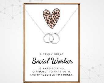 Social worker gift, SW necklace, Graduation gifts for her 2026, Truly Amazing Social Worker, Interlocking circle charm, School counselor