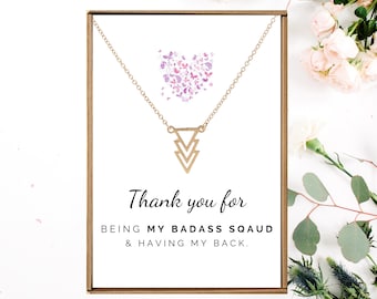 Gold Triangle pendant necklace, Badass Squad Friendship Gift, Christmas gifts for best friends women, Girls trip weekend favors bridesmaid