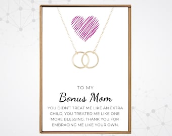 Bonus Mom necklace, Bonus mother gift, Stepmoms gift, Mother’s Day 2023 gift, Foster mom necklace from stepdaughter, Double circles charm