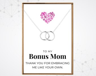 Bonus Mom necklace, Bonus mom gift, Mother in law gifts from bride groom, Mother’s Day 2023 gift, Stepmom necklace, Double circles charm,