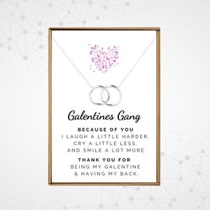 Galentines day gifts, Galentine gang necklaces bulk best friends, Silver Double circle pendant, Valentine&#39;s day jewelry, Galentine&#39;s brunch