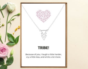 Tribe necklaces for best friends, Bride tribe gifts for bridesmaids, Triangle silver pendant, Bachelorette party favors for maids of honor