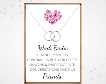 Work bestie necklace, Coworker leaving gifts for women, Silver circles pendant, Co worker birthday gifts , Work friendship gifts for woman