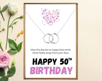 50th Birthday Gifts For Women, Happy 50th birthday necklace, fiftieth birthday necklace, gift for her 50th birthday, present to bestfriend