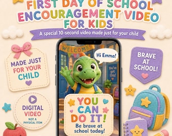 Vídeo personalizado para el primer día de clases para niños, vídeo de ánimo "¡Tú puedes!", regalos para preescolar y jardín de infancia, MP4 digital para hijo/a.