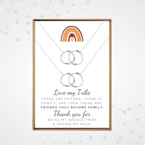 Best friends necklace for 2 women, Two Best friend jewelry, Silver Circles pendant, Friendship matching necklaces for 2, Love my tribe gift