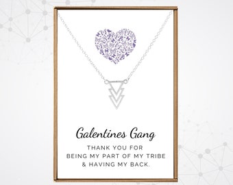 Galentine gang necklace for women, Silver Three triangle pendant, Girl tribe gifts, Galentines day party favors, Single ladies night out