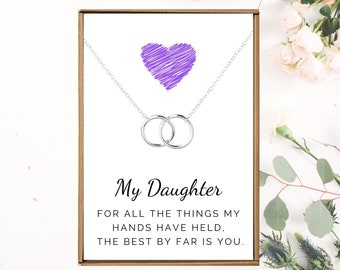 Daughter necklace, Custom gift from mom and dad, Daddys little girl present, Connecting circles pendant, Meaningful Christmas present