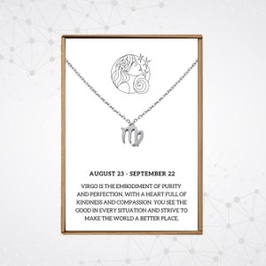 Minimalist Virgo necklace, Virgo birthday gift for girls, Zodiac pendant necklace, Virgo horoscope symbol, Astrology necklace