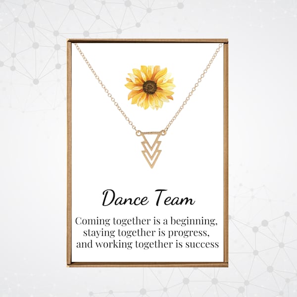 Dance team gifts for girls, Cheer team matching jewelry, Dance teacher and students, Drill team necklaces for women, Gold triangle pendant