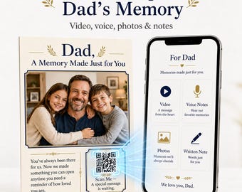 Tarjeta de memoria con código QR personalizada para papá, tarjeta con mensaje de voz y video personalizado, regalos para el Día del Padre, regalo de cumpleaños para papá de parte de su hija.