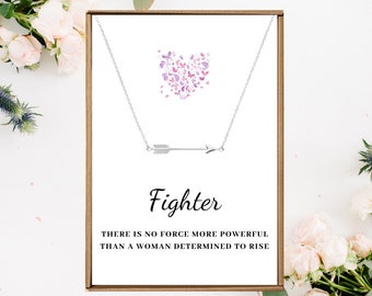Fighter necklace, Fighter Gift, Stay Strong, Get Well Soon, Illness, Military necklace, Warrior present, 925 Sterling Silver, Strength gifts