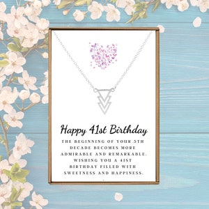 41st birthday necklace, 41 bday present women, Best friend birthday gift, Everyday silver triangle pendant, Meaningful Wife spouse present