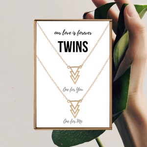 Twin sister jewelry, Twin sibling gifts for 2, Birthday Gift for Twin Sisters, Matching Twins Gifts, Gold triangle pendant, Twin necklaces 2