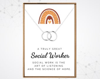 Social worker gifts for women, Social worker necklace, School social work necklace 2026, Double circle pendant, MSW SW graduation graduate