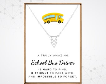 School bus driver gift, Appreciation present, Silver triangle pendant, Thank you gift for bus driver necklace, Bus driver day gifts 2026