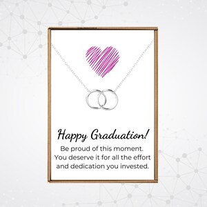 Happy graduation necklace, College graduation gifts for daughter, Silver circle pendant, Congratulations gift, Congrats grad women graduate