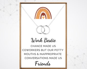 Work bestie necklace, Coworker gifts for women, Silver circles pendant, Co worker gifts for woman, Employees appreciation gifts for staff