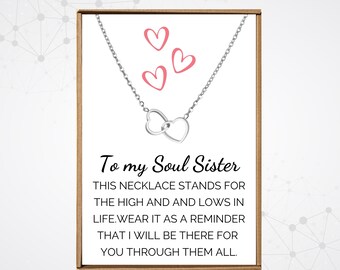 Soul sister gifts, Best friend necklace, Silver heart pendant, Friendship jewelry, Bff necklaces for 2, Unbiological sisters gift girls teen