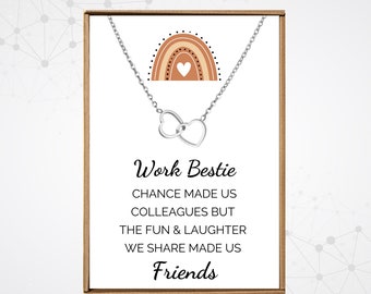 Collar para compañeras de trabajo, regalos divertidos para compañeras de trabajo, dije de corazones plateados, regalo de cumpleaños para compañera, regalo de despedida para compañera de trabajo, amigas del trabajo