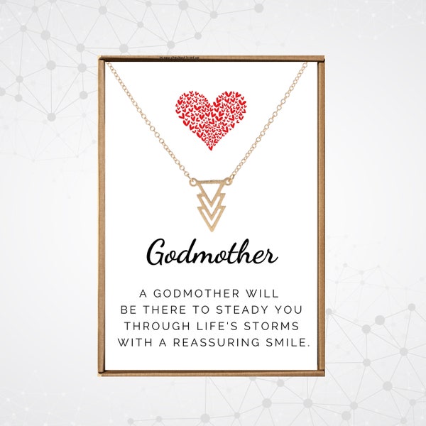 Godmother necklace, Mothersday gift for godmom 2023, Unique Stepmom necklace, Gold triangle pendant, Christening present for godparent