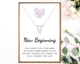 New Beginnings necklace gift, Fresh Start present, Graduation Necklace for New Graduate student, Motivational jewelry, New chapter gift girl