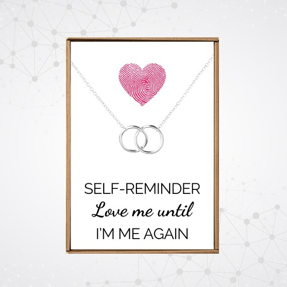 A Self-Reminder Love Me Until I'm Me Again, Silver circles necklace for women, Self love care present, Girlfriend necklace from boyfriend