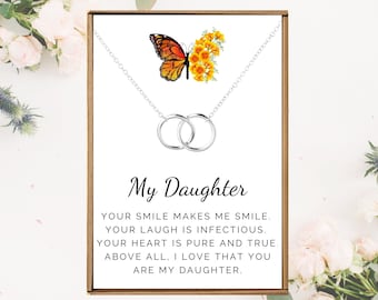 Daughter Necklace: Connecting Circles Pendant, Gift from Mom and Dad