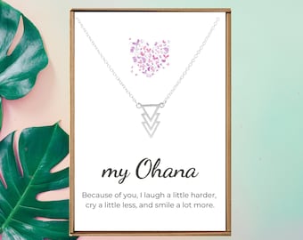 My ohana necklace, tribe jewelry, Bestfriend gifts, Hawaiian necklace, Three Triangle charm, Family vacay mode Hawaii, Christmas in Hawaii