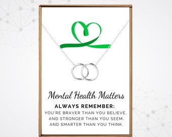 Anxiety necklace, Mental health matters gifts, Social anxiety Empowering necklace, Uplifting Breakup gift, Silver double circles pendant