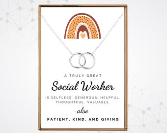 Social worker necklace, School counselor gifts, Social workers gifts for women, Silver circles pendant, Graduation gifts for daughter friend