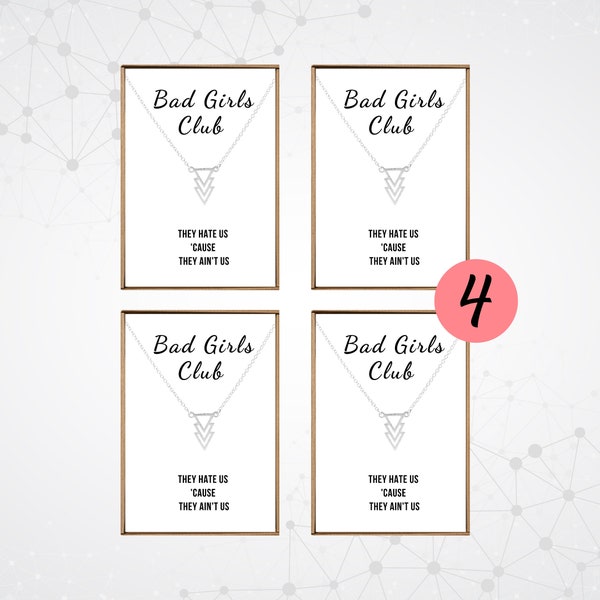 Bad girls club gifts for 4, Badass squad necklace, Best friends matching necklaces for 3, Silver Triangle pendant, Group of four women