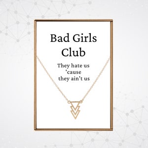 Bad girls club gifts, Badass bitches necklace, Boss bitch jewelry, Gold Triangles charm, Galentines gang matching necklaces for best friends