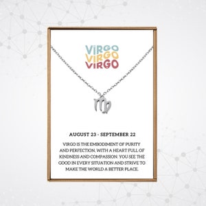 Minimalist Virgo necklace, Virgo birthday gifts for girls, Zodiac pendant necklace, Horoscope symbol pendant, Virgo gift women friend family