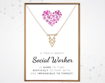 Social worker necklace, Social work month appreciation gift, Congrats graduate present, Gold triangle pendant, MSW graduation daughter gift