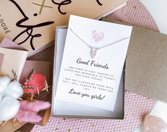 Friendship gifts for girls, Silver triangle pendant necklace, Tribe jewelry for best friends women, Badass sqaud necklaces for woman