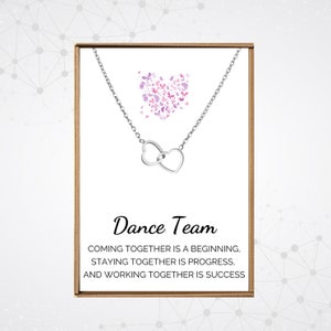 Dance team gifts for girls, Dance recital gift for teens, Dance teacher thank you, Girl gang necklace for women, Silver double heart pendant