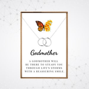 Godmother necklace, Mothers day gift 2023, Godmom gift from goddaughter godson, Silver Double circles pendant, Godmother proposal box set