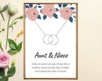 Auntie Necklace, Niece Gift from Aunt, Aunt Niece Birthday Gift ideas, Cousin Jewelry woman, Double circle necklace pendant, Best aunt gift