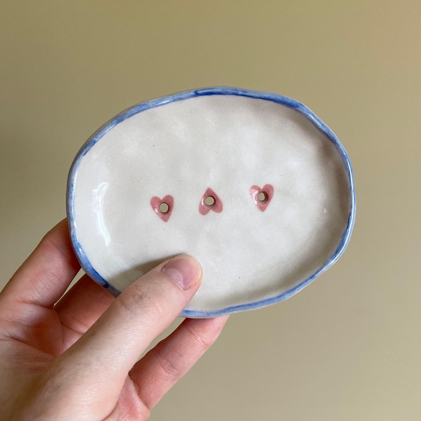 Ceramic Soap Dish Handmade Heart Hand Painted Stoneware Etsy