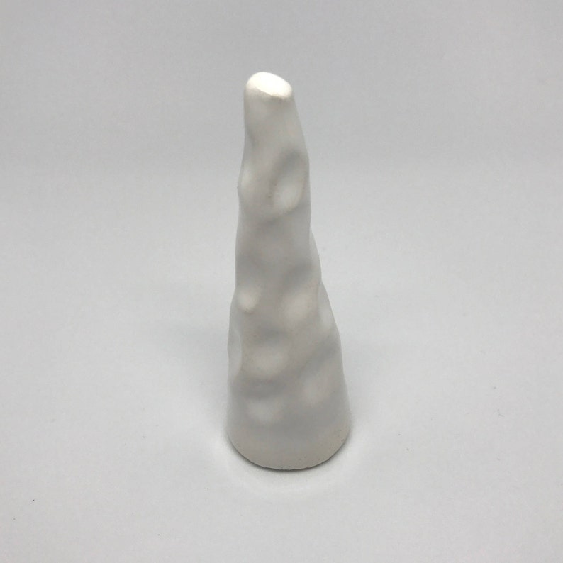 Abstract White Ceramic Ring Tree Holder Object Minimalist Decoration Ring Cone Texture Monochrome Unique Original Design Gift