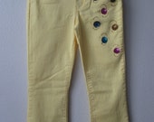HAND-EMBELLISHED JEANS (New ), Diane Gilman Yellow embellished Stretchy Skinny jeans size 6 - Nwt